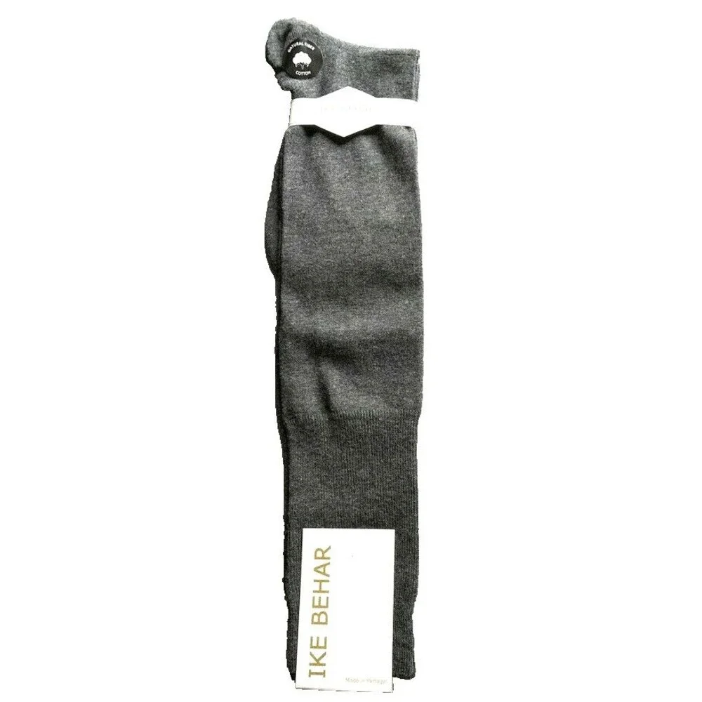 Ike Behar Mens Dress Socks Knee Over the Calf Made in Portugal Solid Gray 10-13
